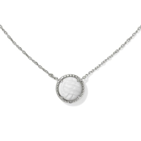 🌻NEW Kendra Scott Volleyball Mother-of-Pearl Silver Short Pendant Necklace - Picture 6 of 6
